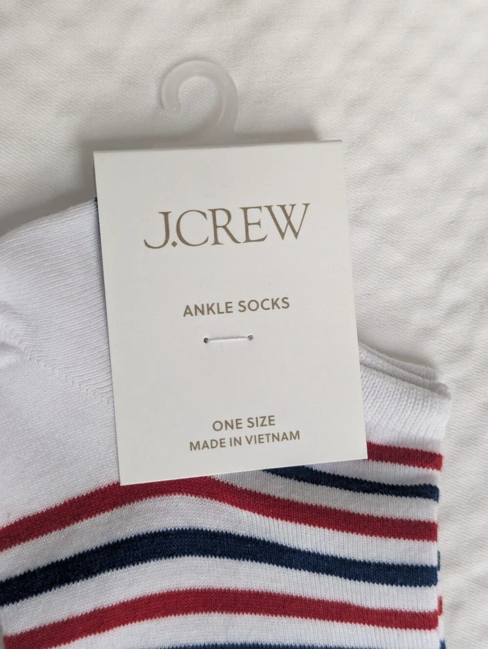 NWT J. Crew Women's Red White & Blue Striped Ankle Socks One Size